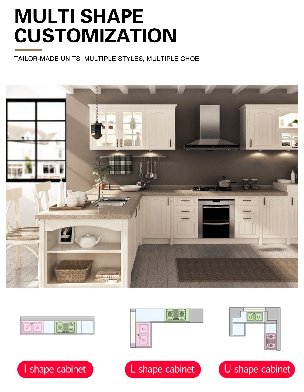 European style PVC with HDF kitchen cabinet GK-509