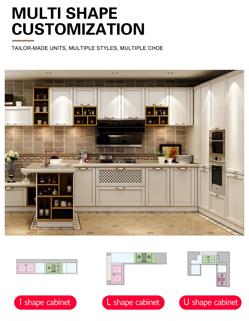 European style PVC with HDF kitchen cabinet GK-738