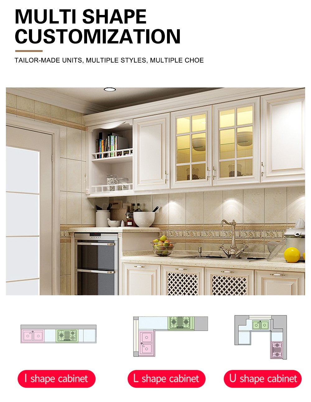 European style PVC with HDF kitchen cabinet GK-739