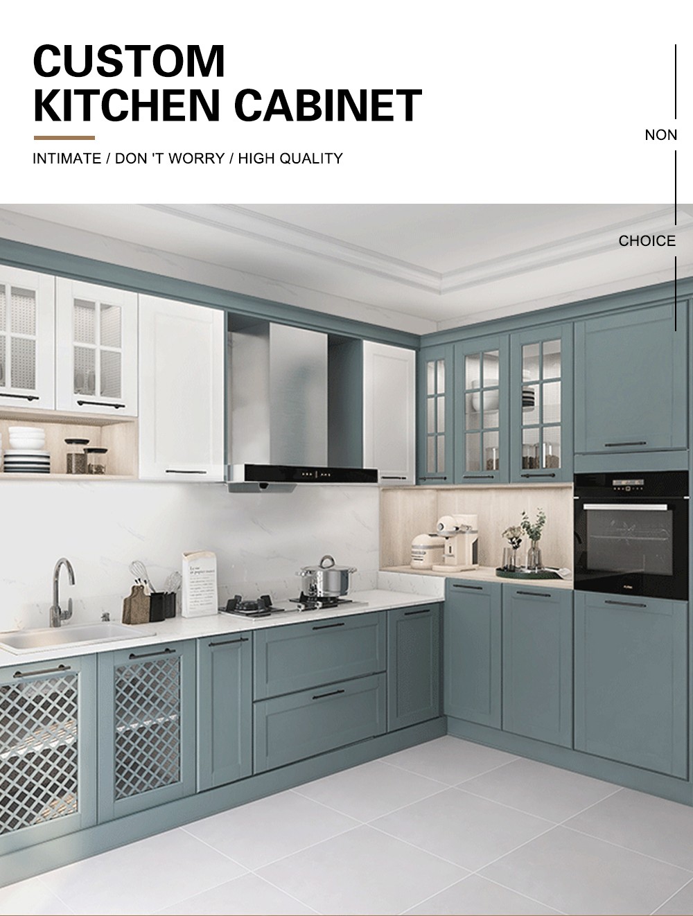 European style PVC with HDF kitchen cabinet GK-810