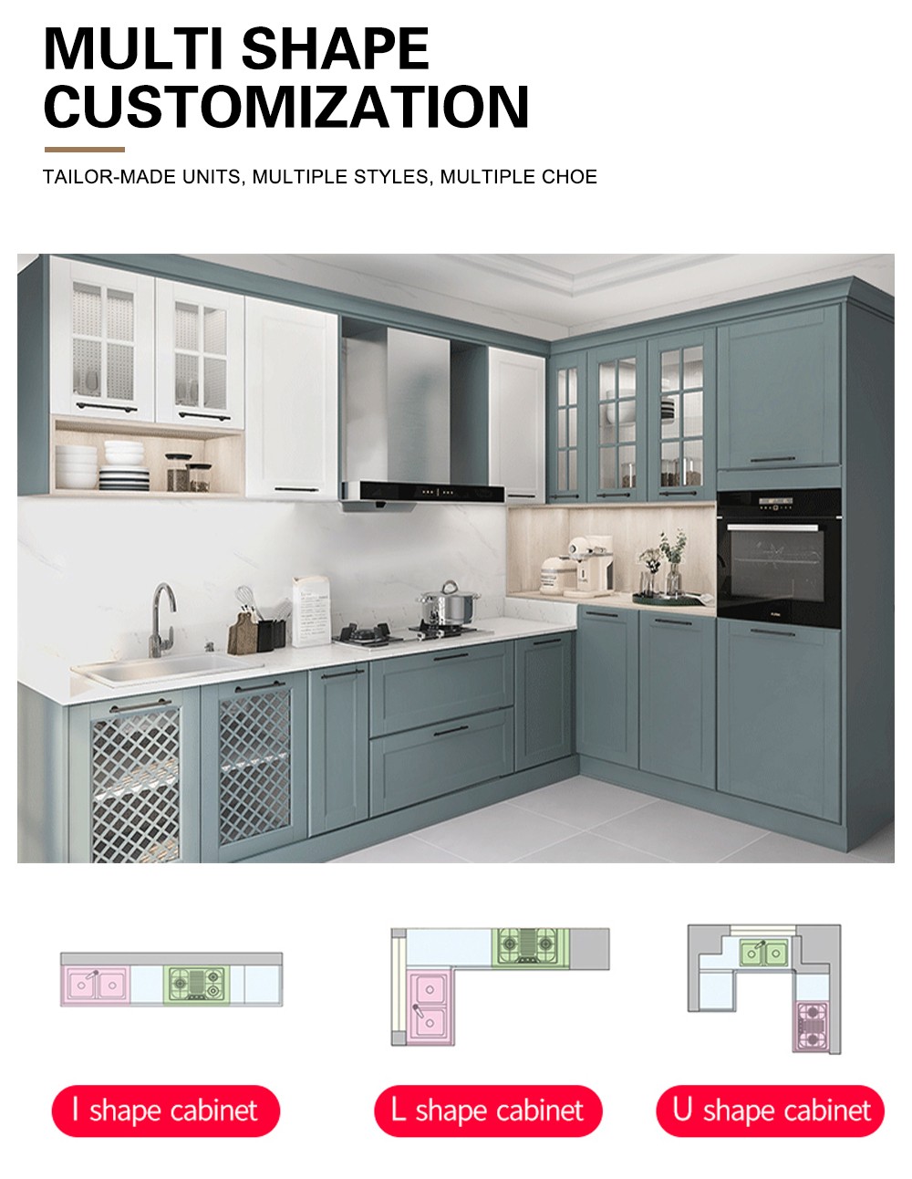 European style PVC with HDF kitchen cabinet GK-810