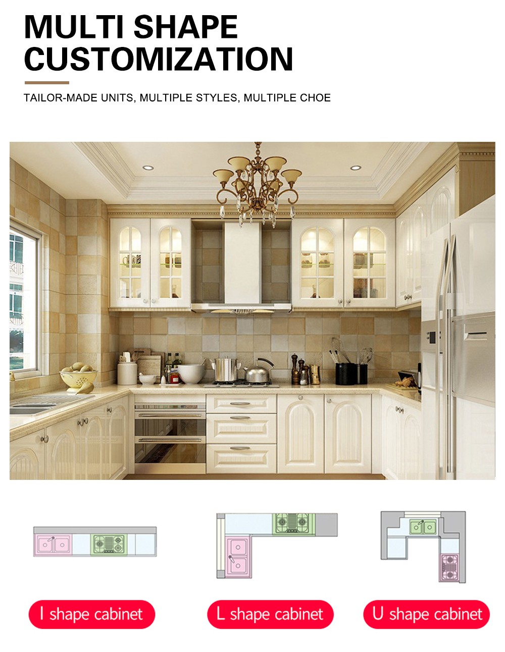European style PVC with HDF kitchen cabinet GK-871