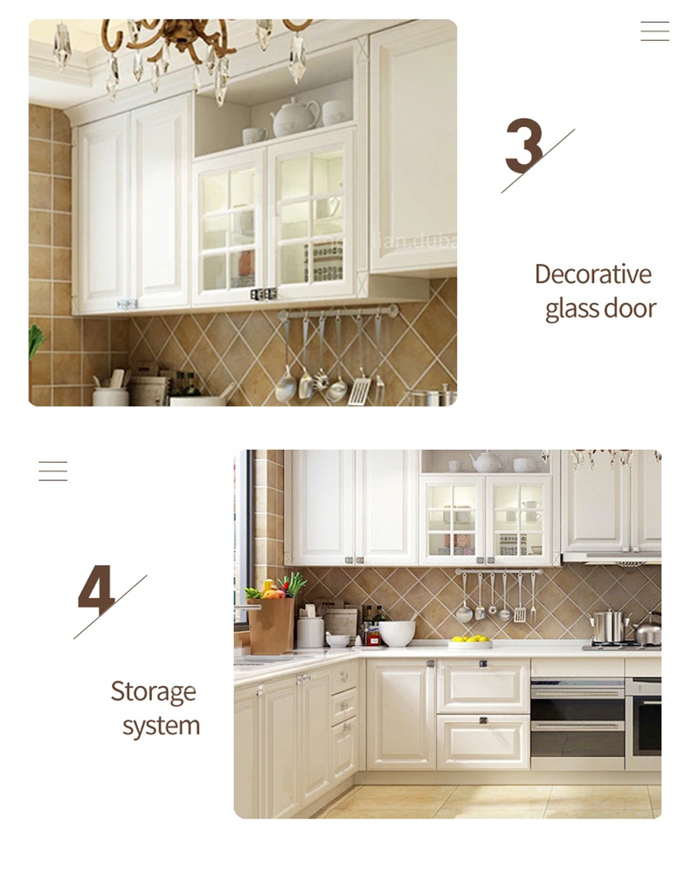 European style PVC with HDF kitchen cabinet GK-871