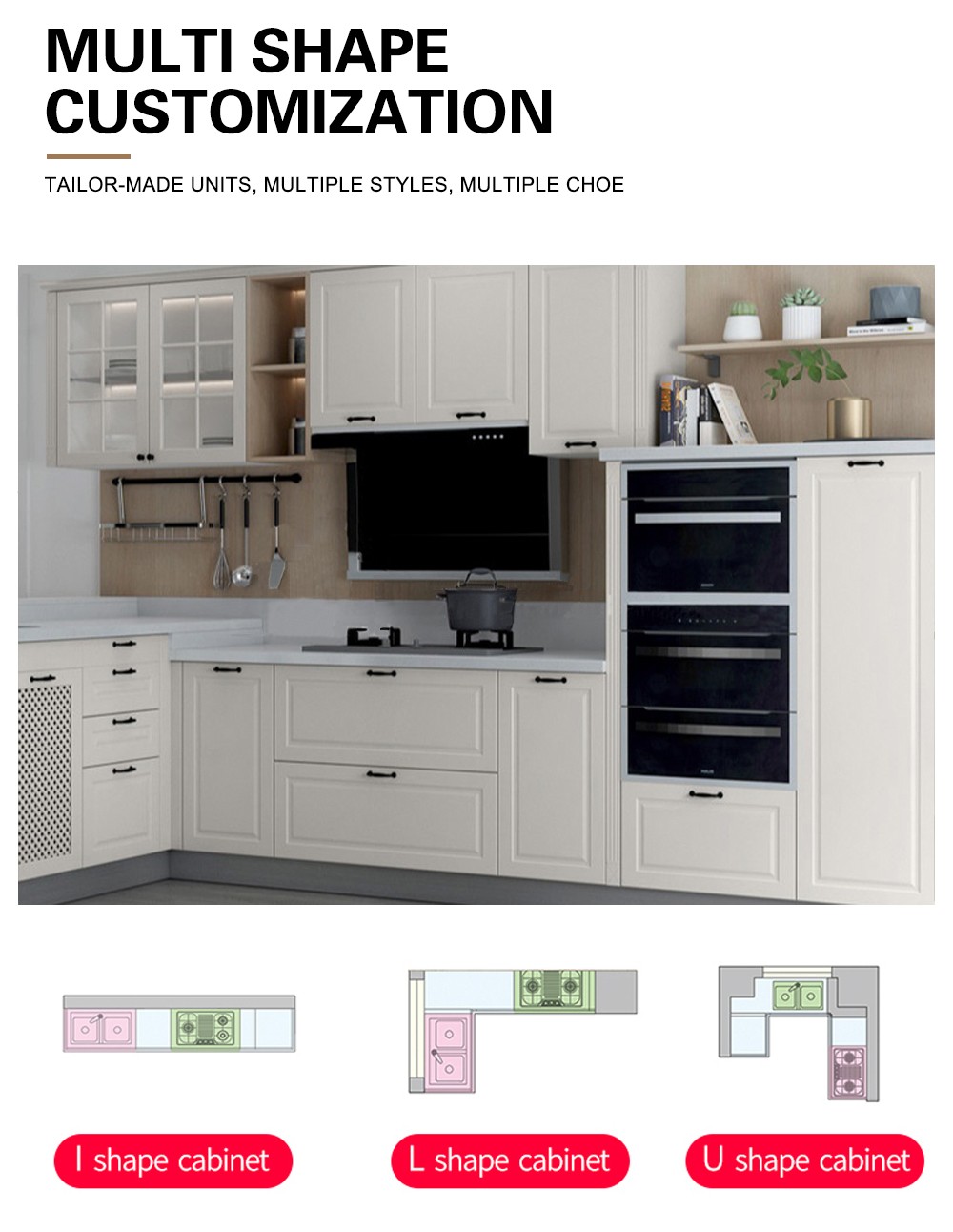 European style PVC with HDF kitchen cabinet GK-872
