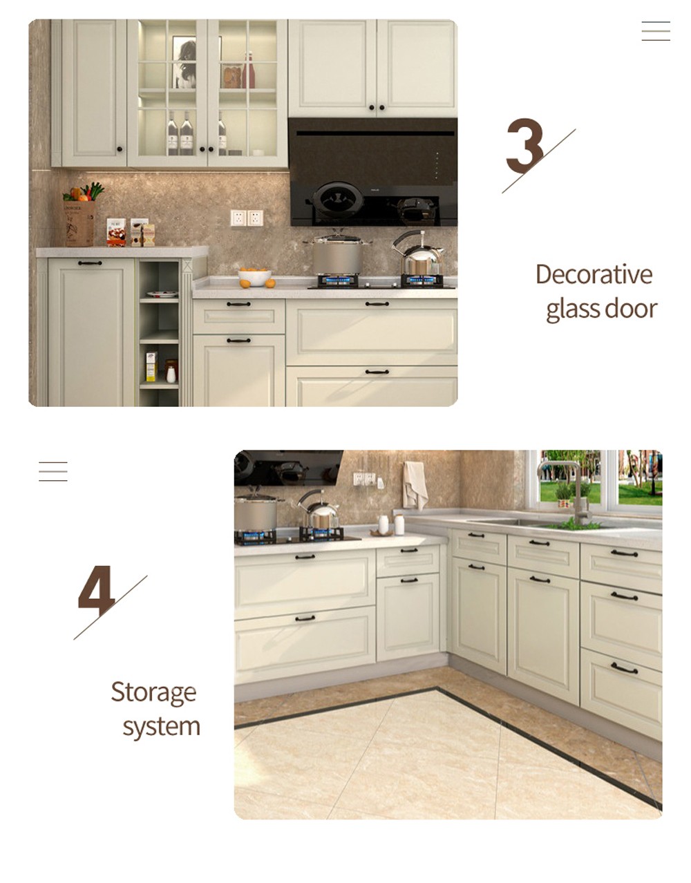 European style PVC with HDF kitchen cabinet GK-872