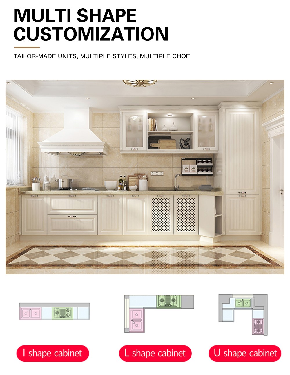 European style PVC with HDF kitchen cabinet GK-874