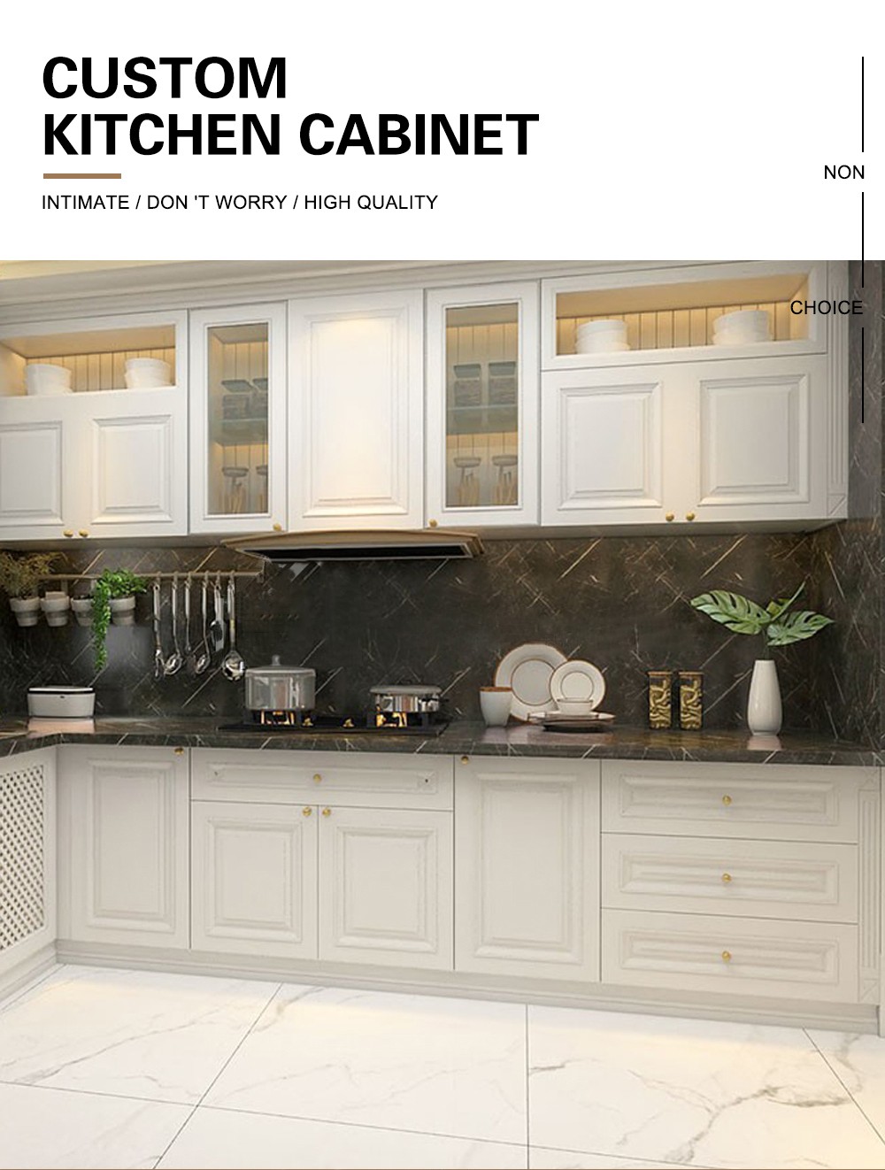 European style PVC with HDF kitchen cabinet GK-898