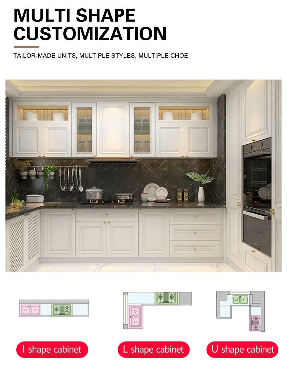 European style PVC with HDF kitchen cabinet GK-898