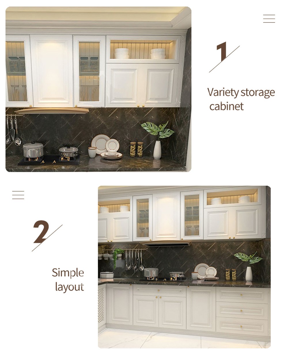 European style PVC with HDF kitchen cabinet GK-898