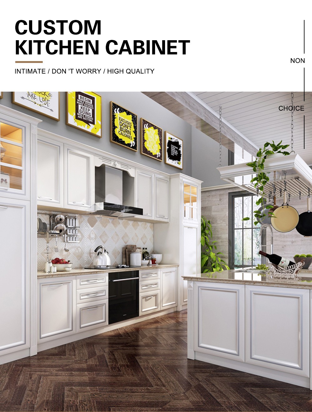 European style PVC with HDF kitchen cabinet GK-914