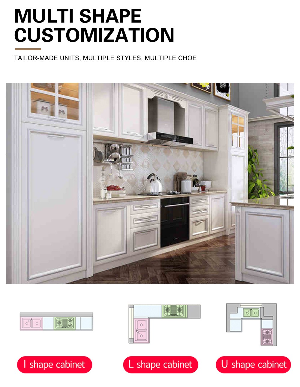 European style PVC with HDF kitchen cabinet GK-914