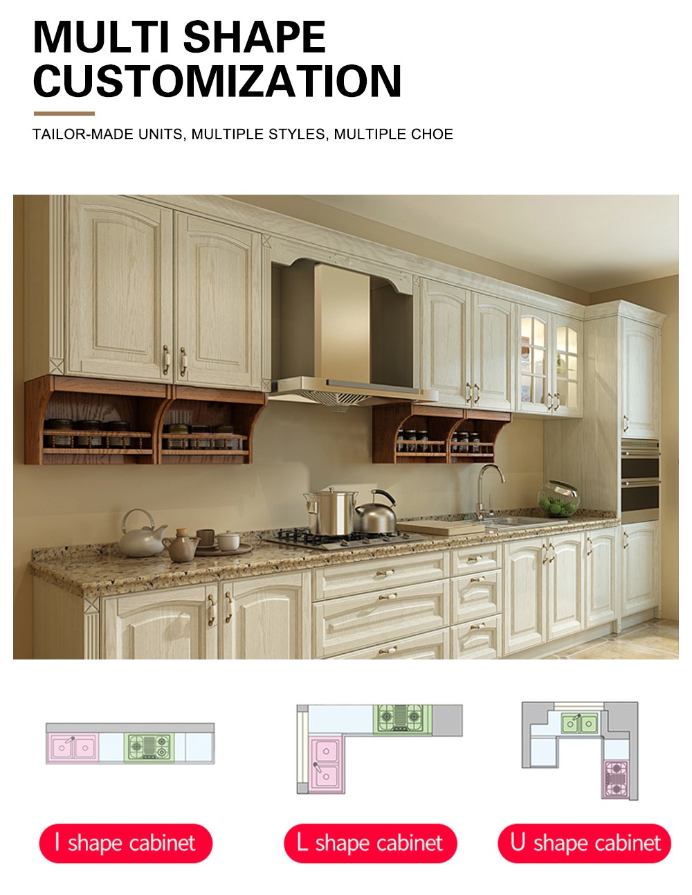 European style PVC with HDF kitchen cabinet GK-922
