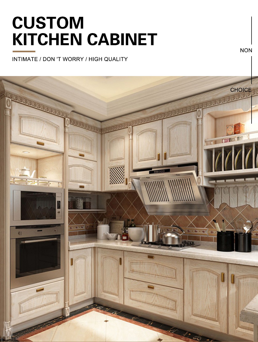 European style PVC with HDF kitchen cabinet GK-955