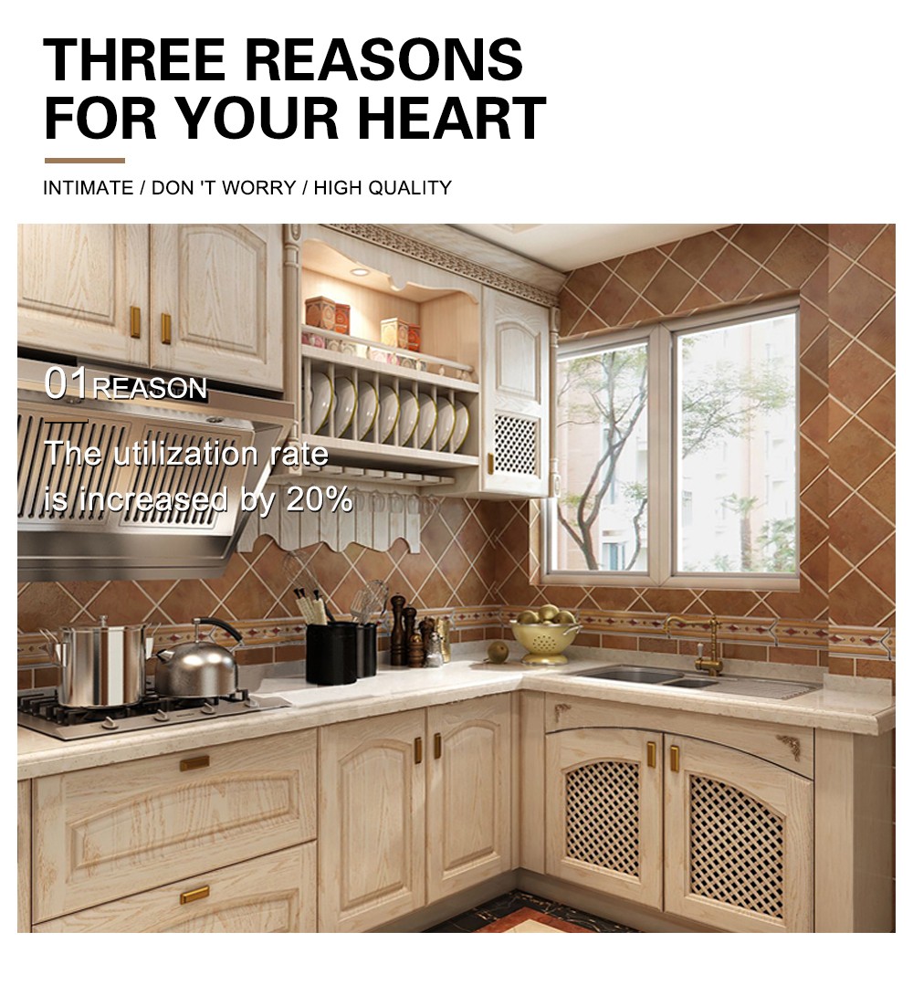 European style PVC with HDF kitchen cabinet GK-955