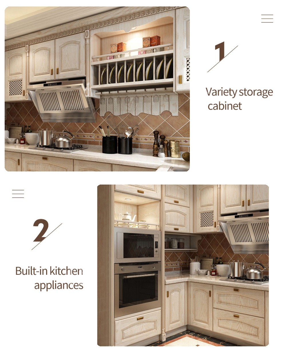 European style PVC with HDF kitchen cabinet GK-955
