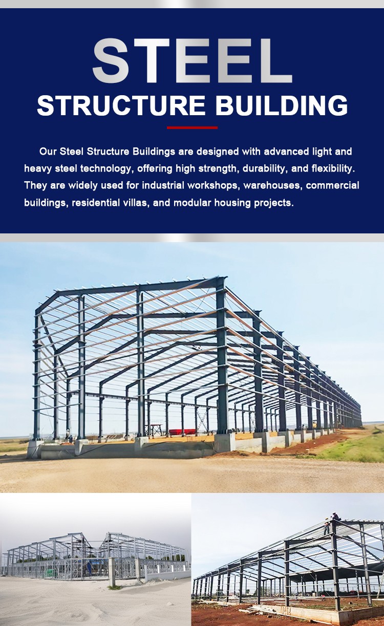 Tanzania Prefabricated Light Steel Structure Building for Industrial Commercial and Residential Projects