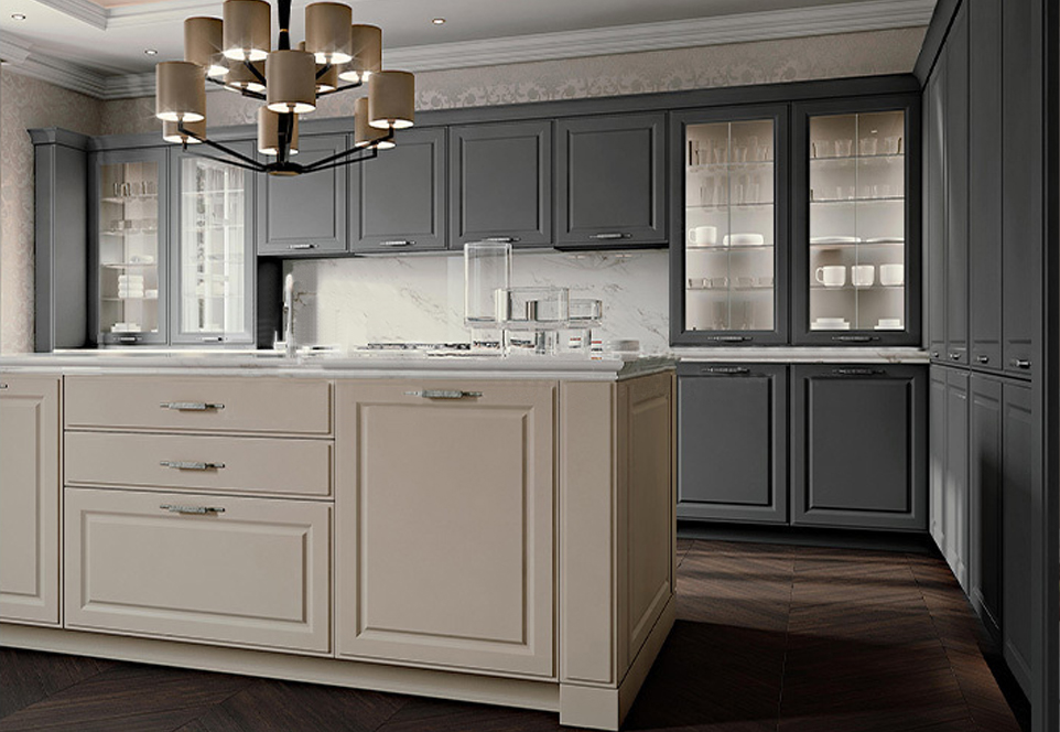 American style solidwood PVC with HDF Kitchen cabinet GK-539
