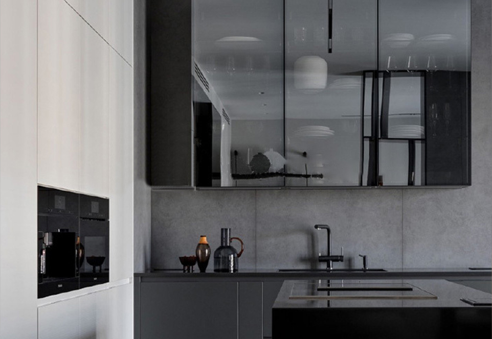 Black style UV lacquer with HDF kitchen-GK-441