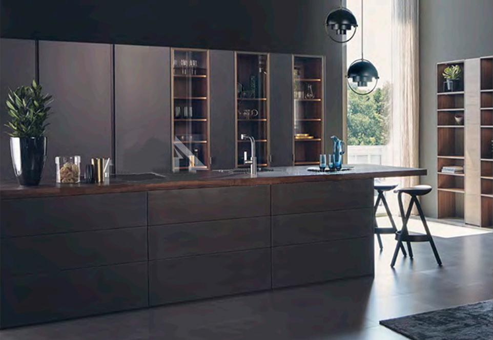 Black style UV lacquer with HDF kitchen-GK-473