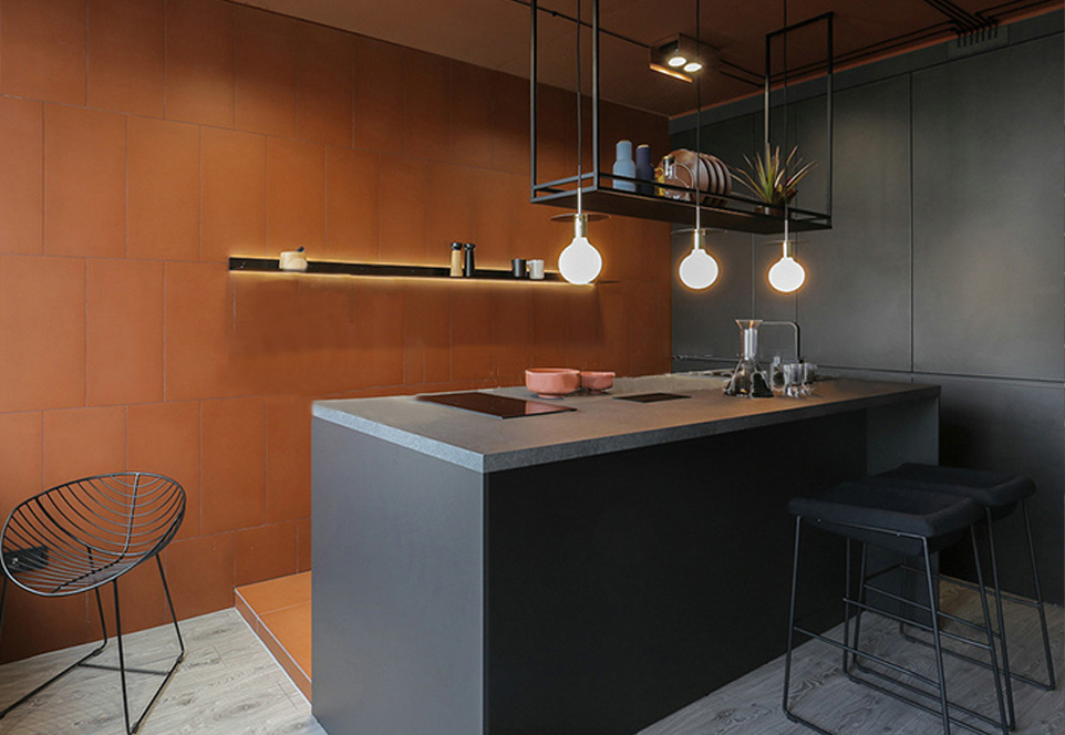 Black style UV lacquer with HDF kitchen-GK-847