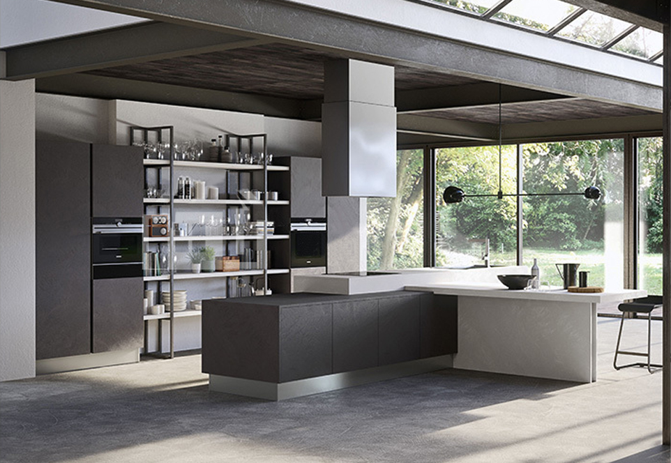 Black UV matt lacquer with HDF with soft closing hinge Kitchen cabinet-GK1232