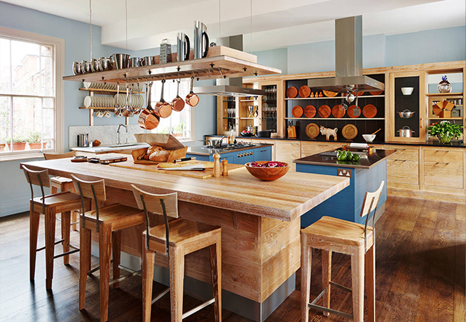 Blue PVC& Melamine with wooden villa kitchen cupboard GK1297