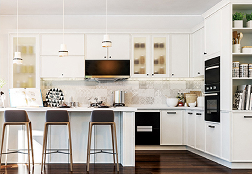 European style classical style PVC with HDF kitchen cabinet-GK-235