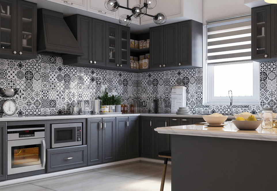 European style kitchen PVC with HDF-GK-384