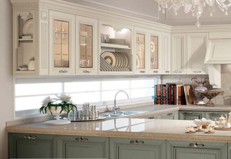 European style PVC WITH HDF kitchen cabinet GK-191
