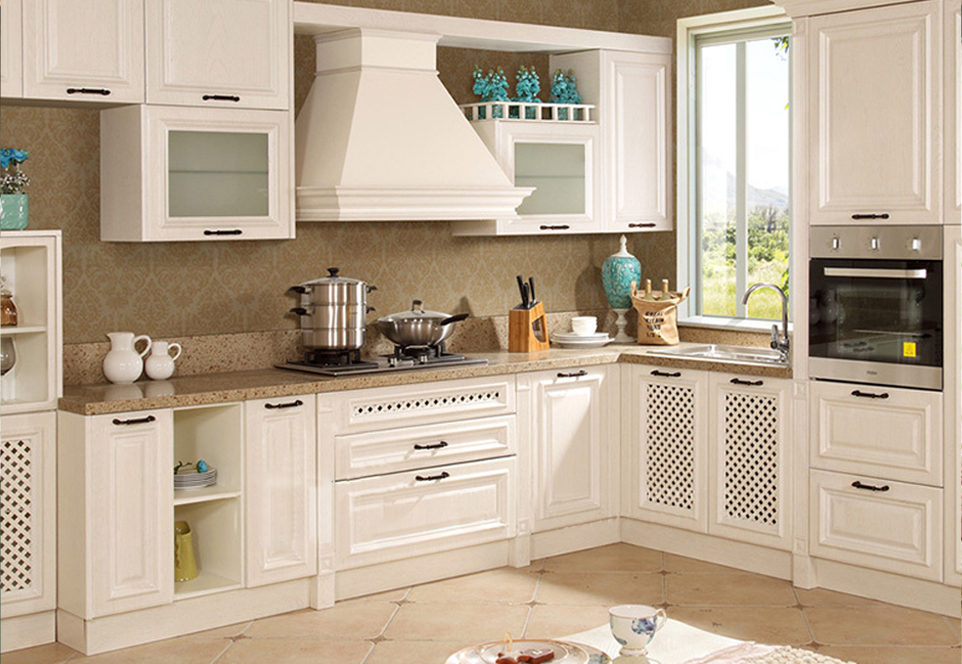 European style PVC with HDF kitchen cabinet GK-466