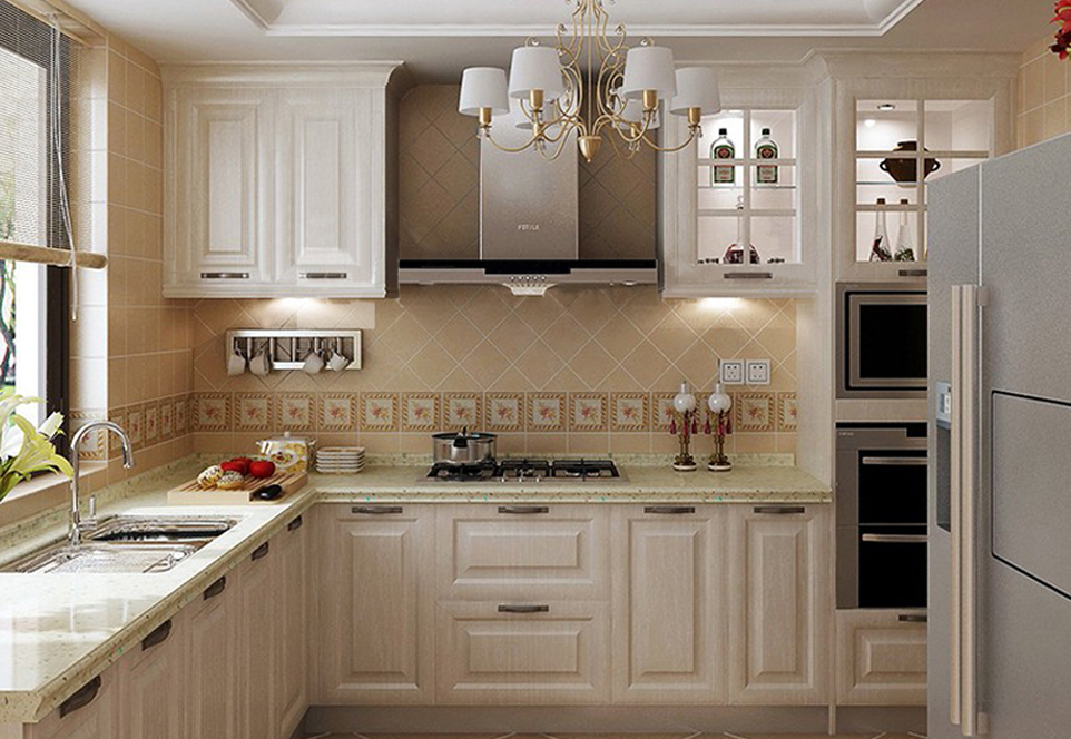 European style PVC with HDF kitchen cabinet GK-506