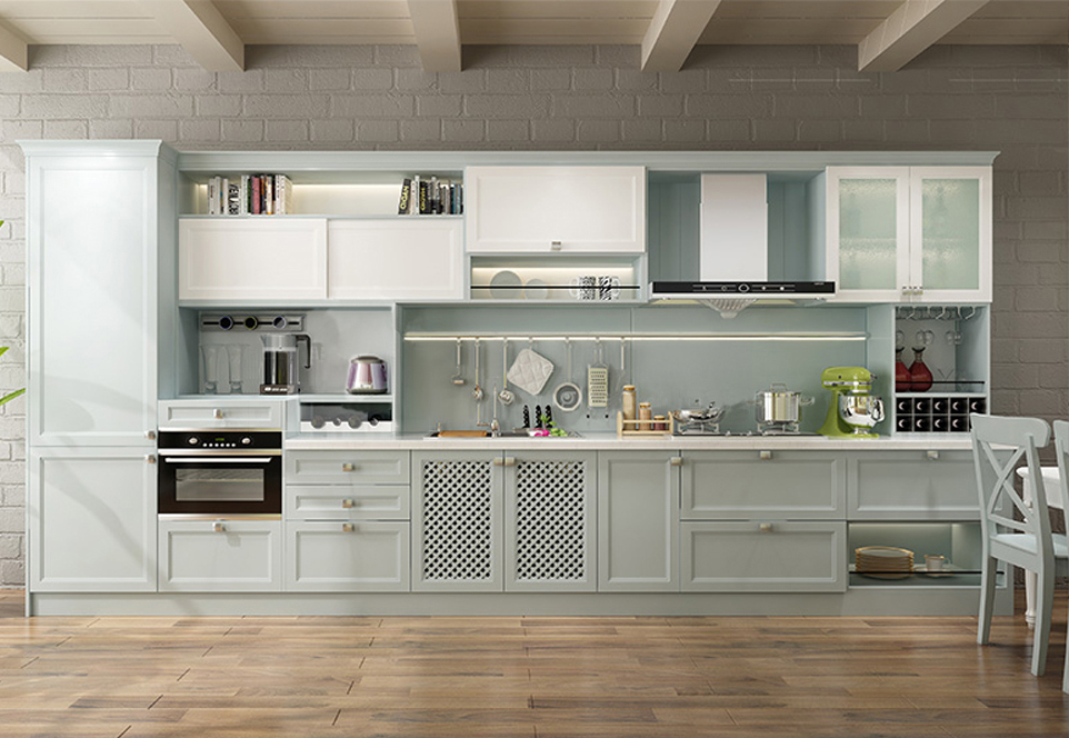 European style PVC with HDF kitchen cabinet GK-507