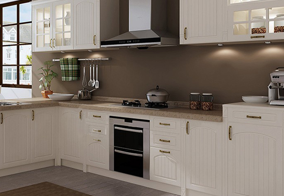 European style PVC with HDF kitchen cabinet GK-509