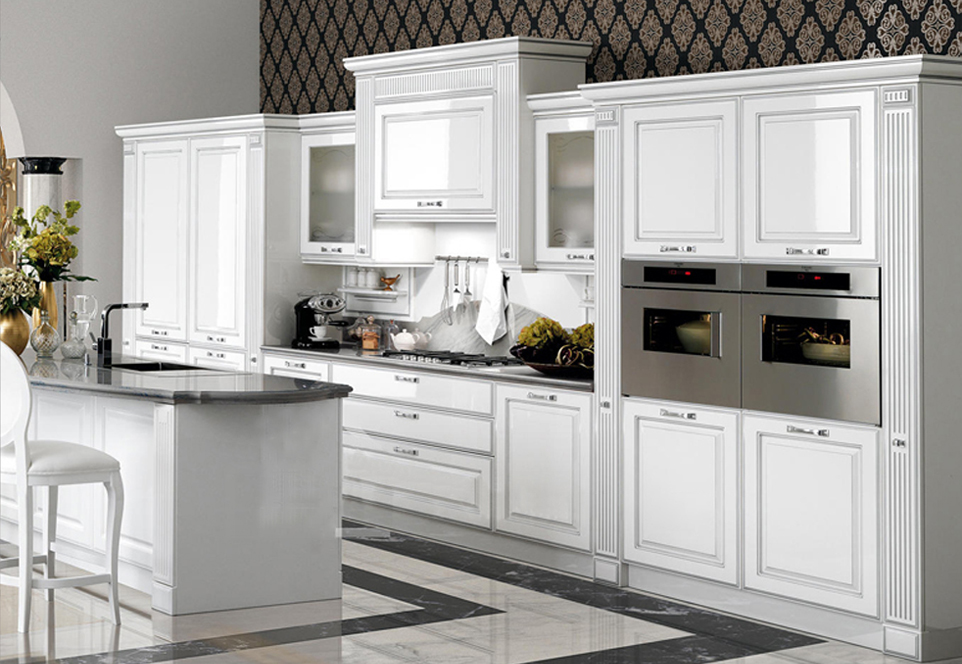 European style PVC with HDF kitchen cabinet GK-578