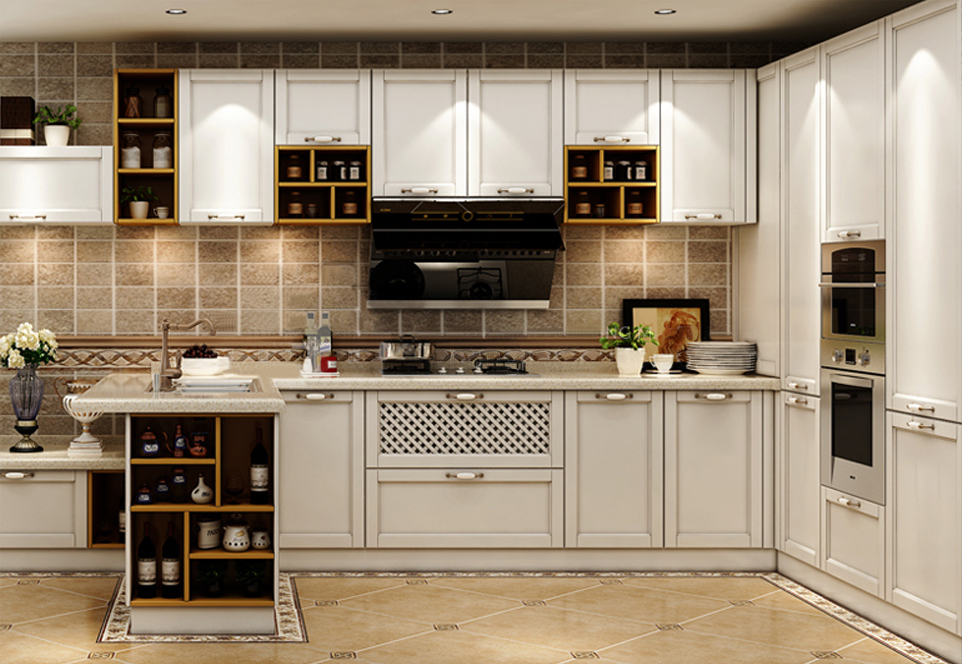 European style PVC with HDF kitchen cabinet GK-738