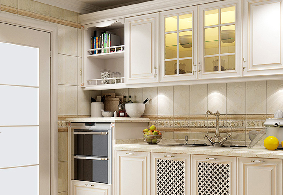 European style PVC with HDF kitchen cabinet GK-739