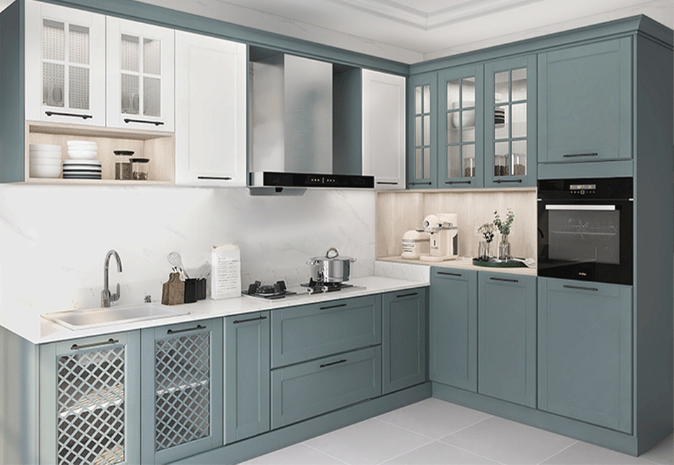European style PVC with HDF kitchen cabinet GK-810