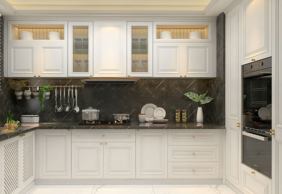 European style PVC with HDF kitchen cabinet GK-898