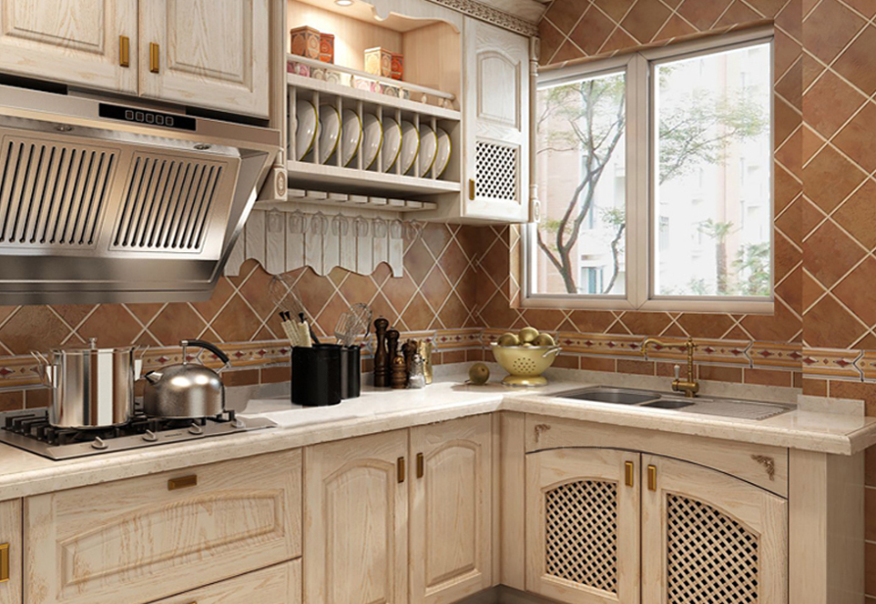 European style PVC with HDF kitchen cabinet GK-955